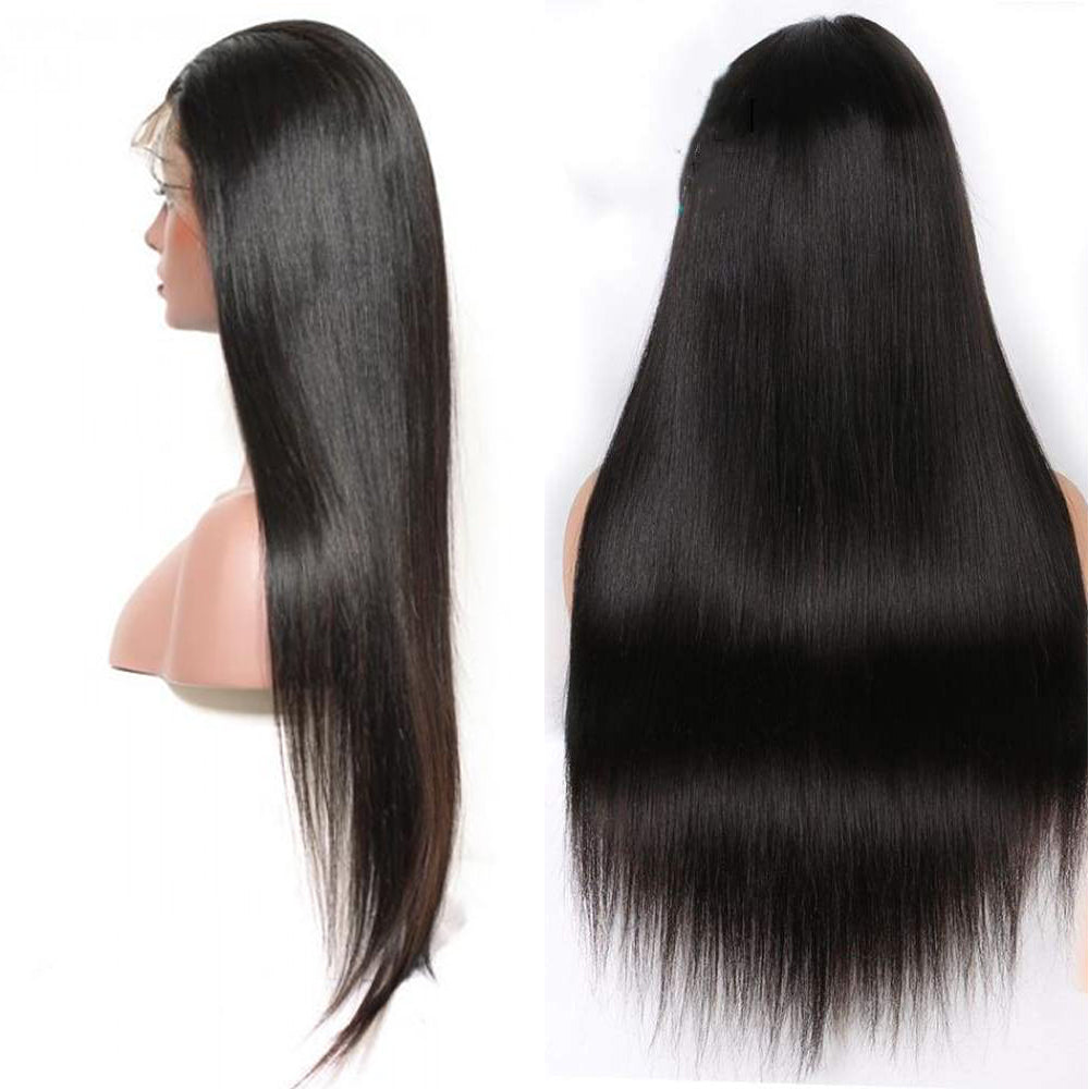 Straight 13x4  Transparent Frontal Lace Wig Natural Black 180% Density