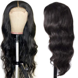 180% Density Body Wave 4x4 Transparent Closure Lace Wig Natural Black