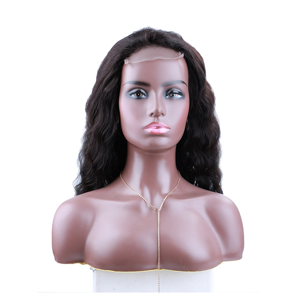 180% Density Body Wave 4x4 Transparent Closure Lace Wig Natural Black