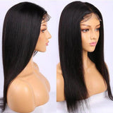 180% Density Straight 4x4  Transparent Closure Lace Wig Natural Black